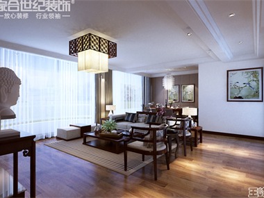 新中式風(fēng)格講究綱常，講究對(duì)稱，以陰陽(yáng)平衡概念調(diào)和室