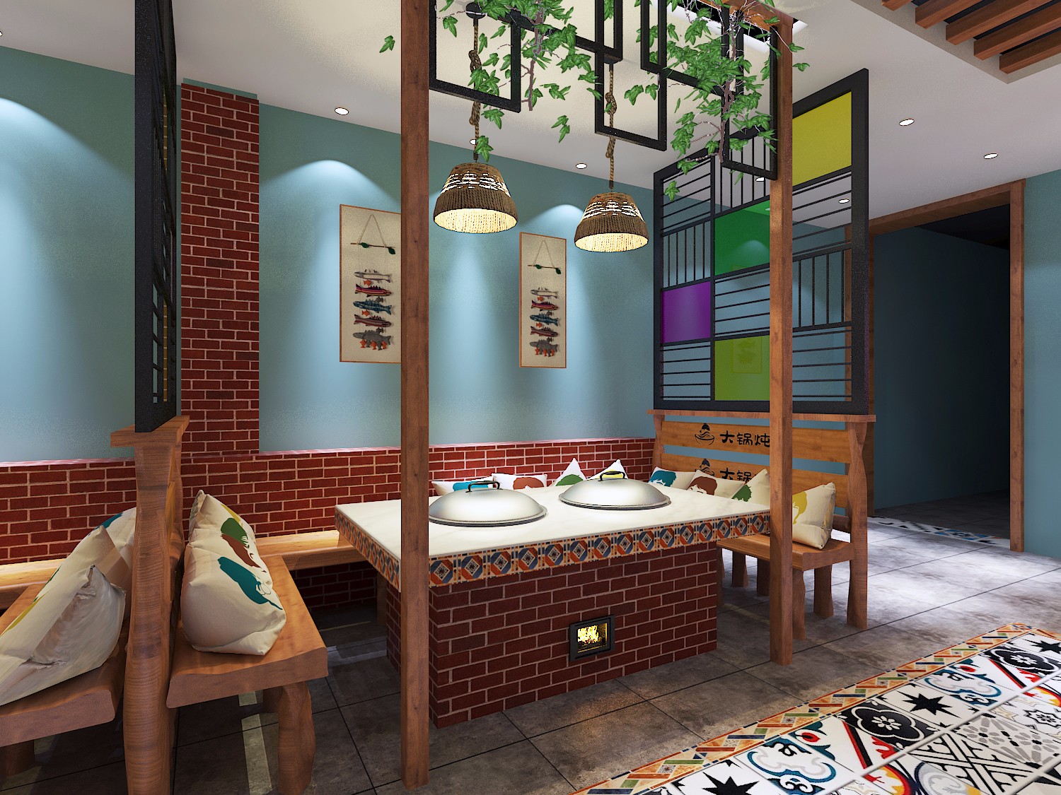餐廳餐位區(qū)效果圖