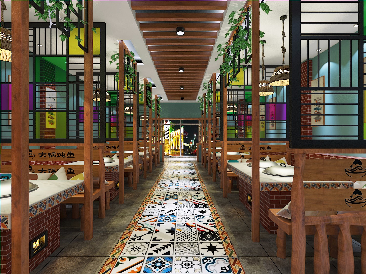 餐廳餐位區(qū)效果圖